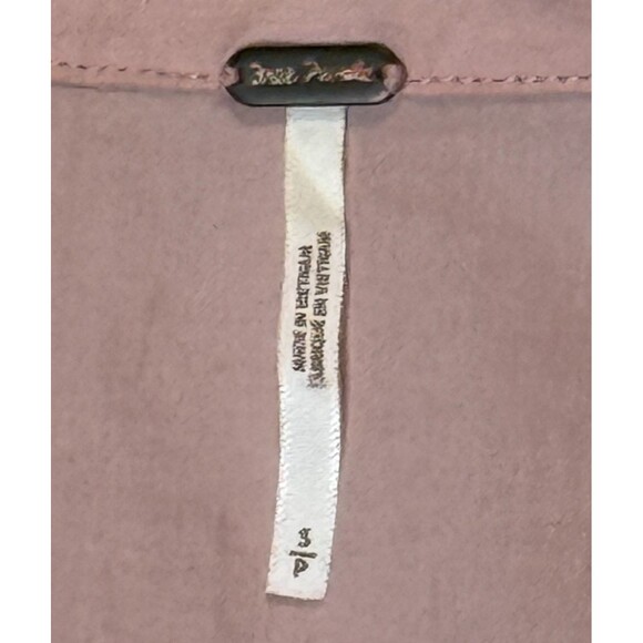 Free People Taria Mini Shirt Dress Small Boho Dusty Pink Pleated Cottagecore - Picture 3 of 5